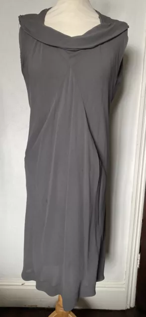 RICK OWENS Sleeveless Silk Dress Shade Dark Shadow DRKSHDW UK Sz 10 / 12