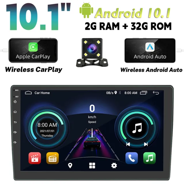 Android 10 Double Din 10.1" Car Stereo Apple CarPlay Auto Radio GPS Navi WiFi US