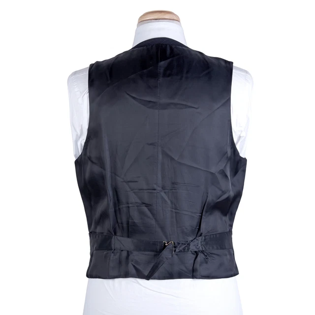 J Girocollo Gilet Uomo 40R Blu Navy Gessato Loro Piana Lana 6-Button Gilet 6