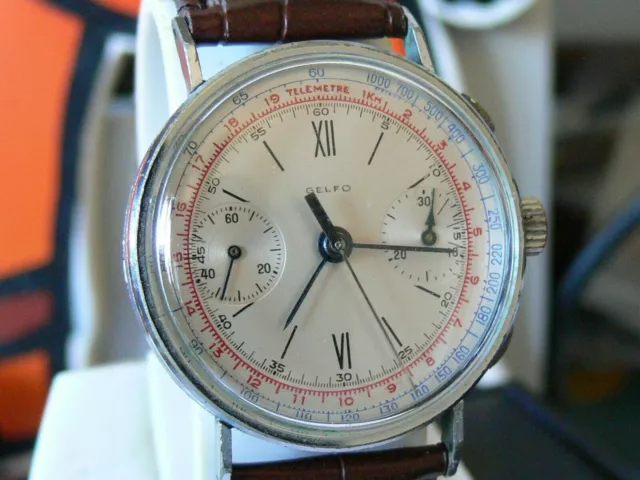 Cronografo GELFO Landeron Hahn Ruota Colonne Column Wheel Chronograph Vintage