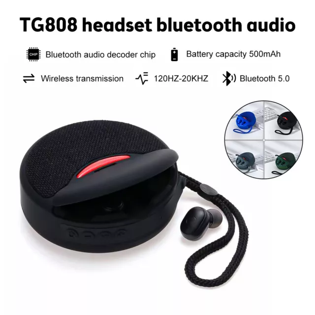 2 in 1 Portable Wireless Bluetooth Speaker FM TF Support w/ TWS Stereo Earphones