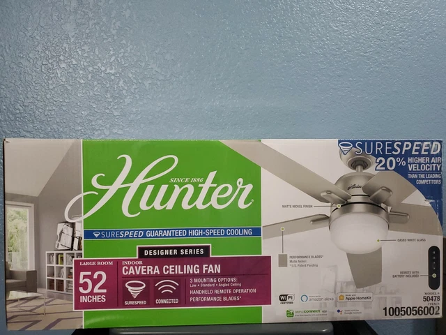 NEW HUNTER CAVERA II 52 in. Indoor Matte Nickel Wifi Enabled Smart