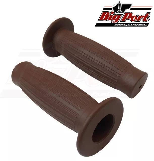 Big Port Motorcycle Handlebar 1" Grips Beston Type Brown Cafe Racer Retro