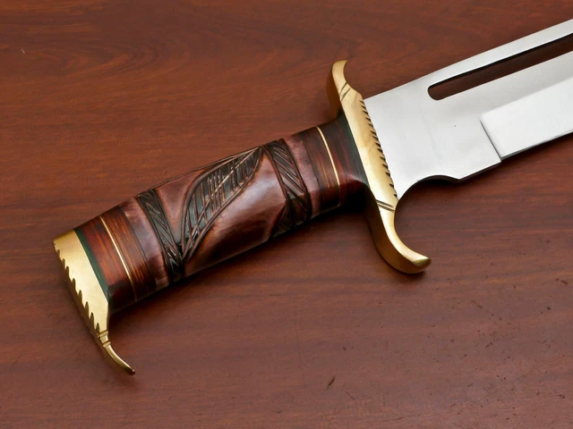 Custom Hand Made D2 Blade Bowie Hunting Knife- Stained Engraved Bone  - Za-3086 7
