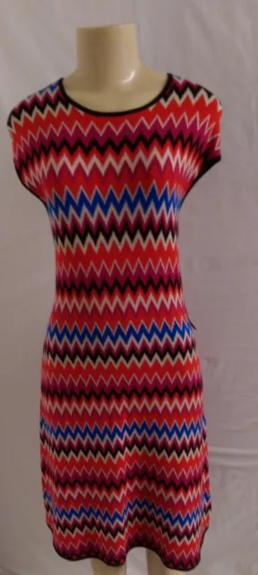 Nwt Eva Mendes Collection Multi Color Zig Zag Sleeveless Sweater Dress Size M