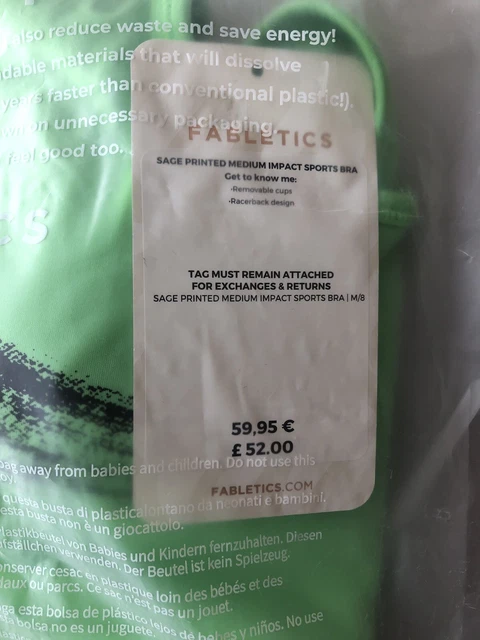 Fabletics Sport BH Sage,mit mittlerem Halt,grün Neon, Neu, Größe M, OP. 59,95 6