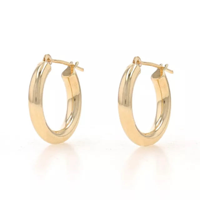YELLOW GOLD HOOP Earrings - 14k Israel Pierced $99.99 - PicClick