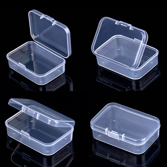 Plastic Storage Box Mini Clear Jewelry Organizer Case Beads Container 6 Sizes