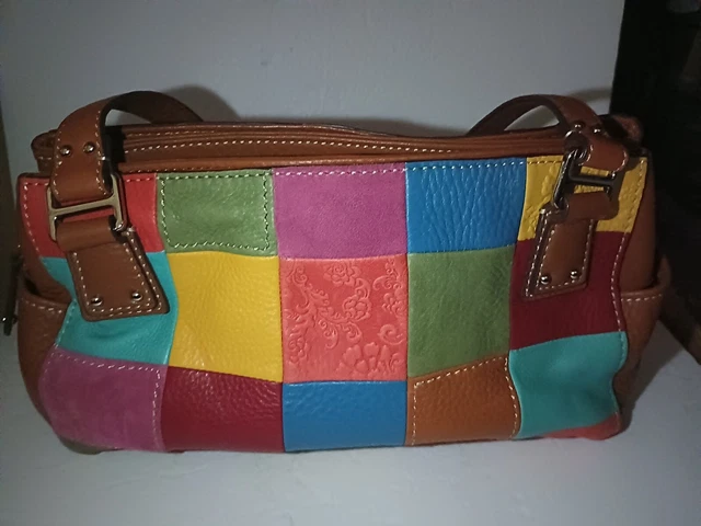 Vintage Fossil Patchwork Purse Double Handle