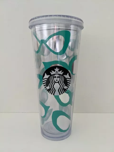 STARBUCKS 24 Oz RARE Tumbler Teal Cat's Eyes Sunglasses 2014