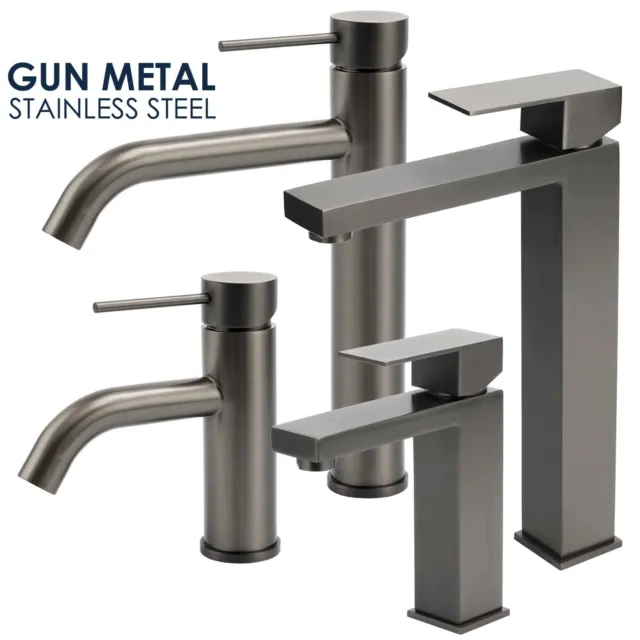 WELS Gunmetal Grey Tall Basin Mixer Bathroom Sink Tap Spout Vanity Faucet SUS304