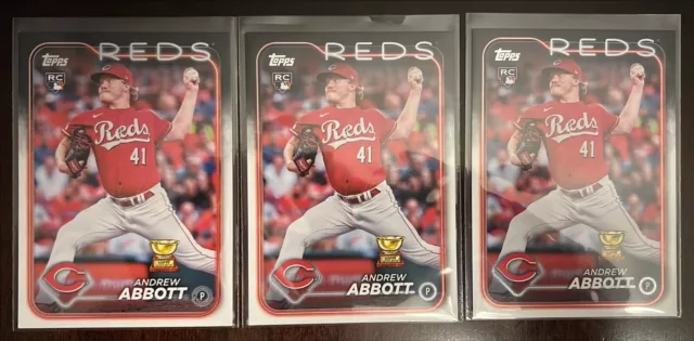 Andrew Abbott 3-Card Lot 2024 Topps Series 1 Base RC #214 Reds Qty