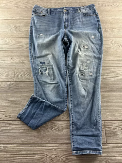 The Platinum Jegging by Chico's Light Destroyed Stretch Denim Jeans - SIZE 2.5