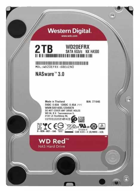 Rojo De WD 2TB WD20EFRX Nasware 3.0NX HA500 5400U / Min 64MB SATA III 3.5'' Zoll