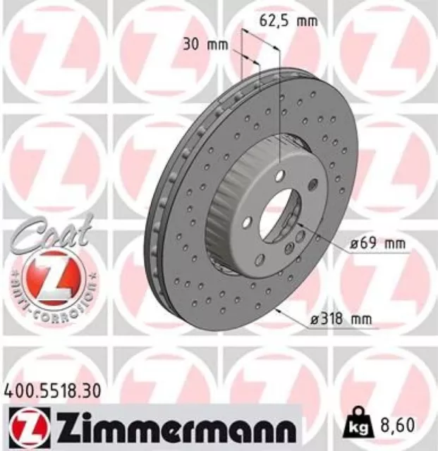 2x ZIMMERMANN Bremsscheibe Bremsscheiben Satz Bremsen FORMULA S COAT Z Vorne