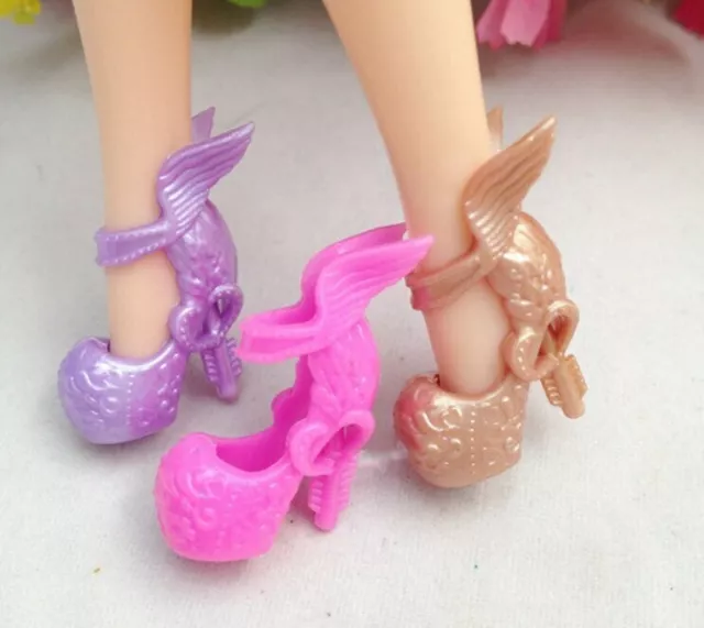 3pairs/lot Mix Colors Angle Wing Shoes For Monster High Dolls High Heel Shoes