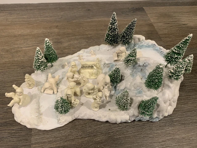 LOT Department 56 SNOWBABIES Sledding Hill DISPLAY SCENE Pewter FIGURES Trees!!