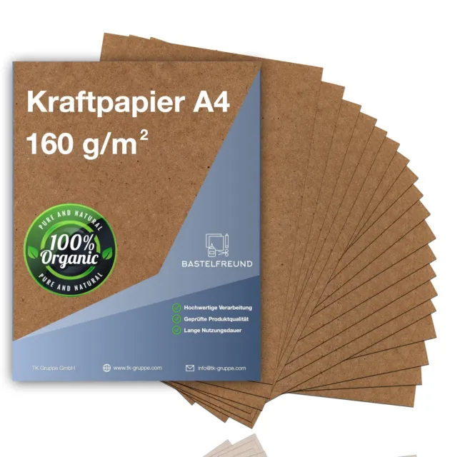 100x Blatt Kraftpapier A4 Papier 200 g/m² Naturpapier extra dicke Pappe braun