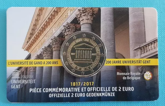 coincard 2 Euro commémorative BELGIQUE 2017 - Université de GAND / Gent