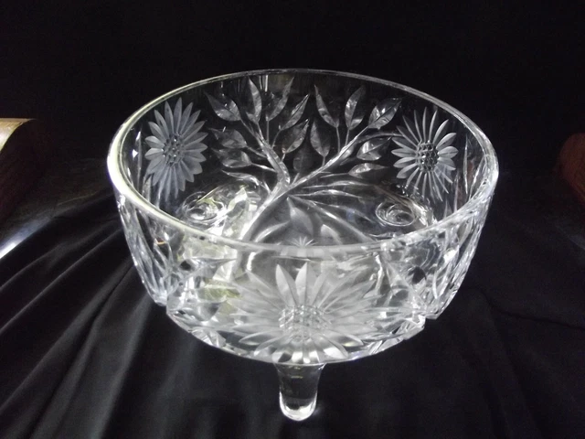7" Footed Ferner Fern bowl planter, Antique American Brilliant Cut Glass Crystal
