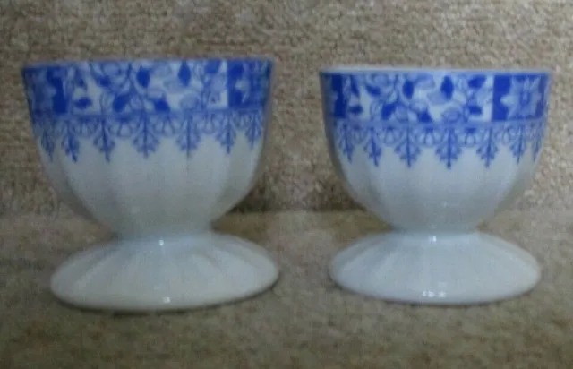 2 tazas de huevos vintage azul sorau china sin usar ~ raras ~ porcelana azul y blanca