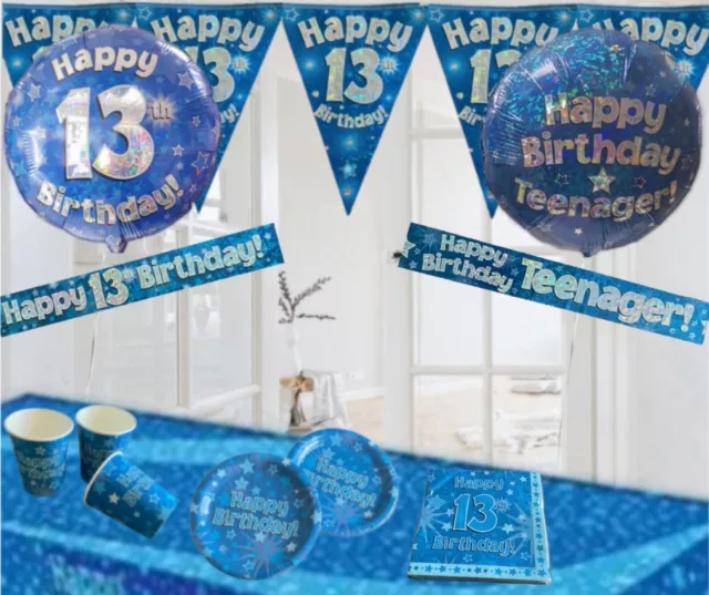 Blue 13th / Teenager Birthday party decorations & Age 13 Party Table Decorations