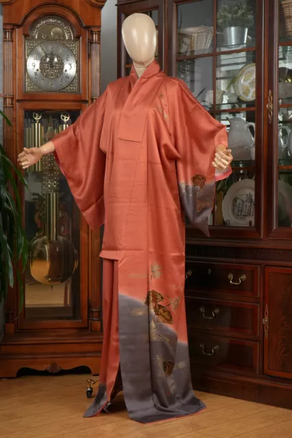 Dear Vanilla Japanese Silk Homongi Kimono Women's Authentic Japan Vintage Mint