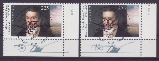 Bund Nr. 2255 I + II Eckrand ESST + Gummi Thaer mit beiden Rasterungen  b023