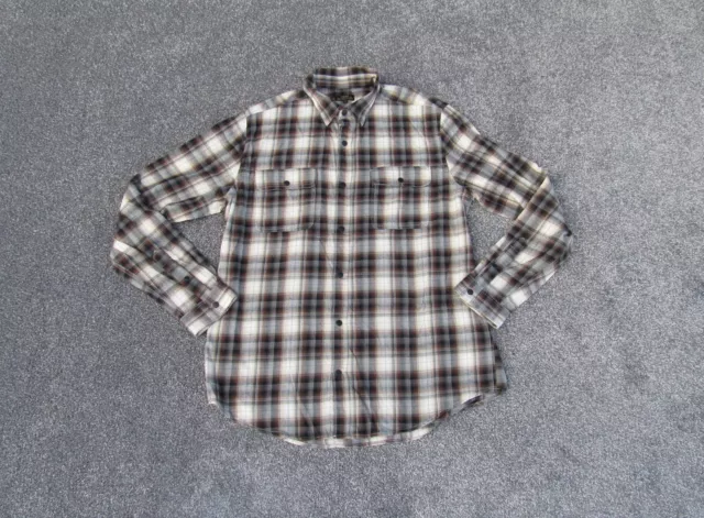 Next Signature Shirt Mens Large Brown Check Flannel Button Up Long Sleeve