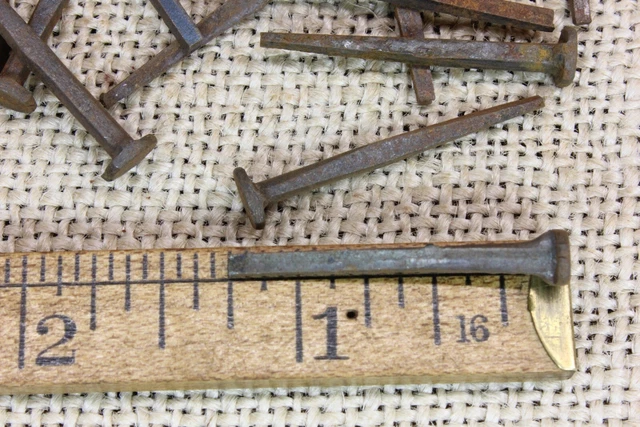 1 1/4” OLD Square head NAILS 50 REAL 1850’s vintage rustic patina 3/16” BRADS 2