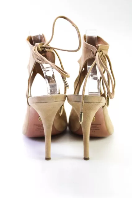 Aquazzura Womens Sexy Thing 105 Lace Up Stiletto Sandals Beige Suede Size 41 11 3