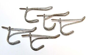 5 Vintage Screw In Bent Wire Hat Or Coat Hooks