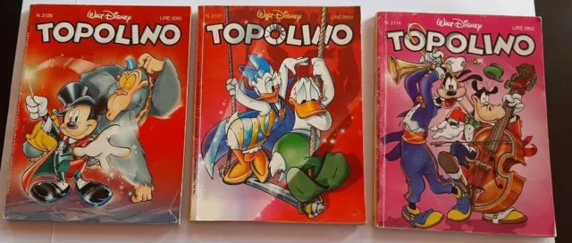 Lotto tre fumetti TOPOLINO ed. Mondadori 1996 n. 2129 / n.3108 /n.2114.