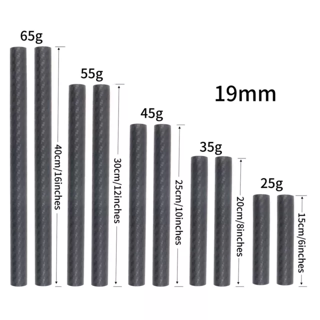 2pcs Black 19mm Carbon Fiber Rod 6"/8"/10"/12"/16" for DSLR Rail Support System