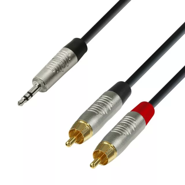 3.5mm Mini Headphone Jack to 2x RCA Phono Lead iPod Laptop to PA Mixer 3 Metre