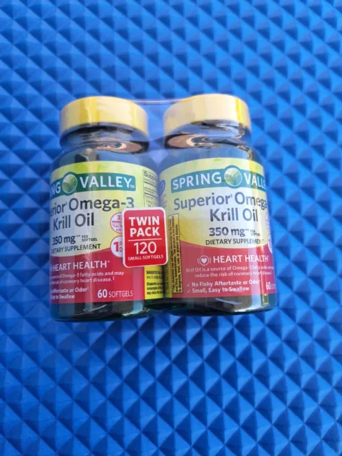 Aceite de krill Spring Valley Superior Omega -3 350 mg cada paquete doble 120 cápsulas blandas