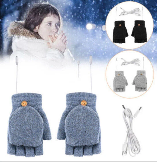 Demi-doigt complet Gants chauffants électriques Gants chauds Chauffé par USB