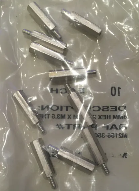 [10 Pack] ALUMINUM STANDOFFS  MALE-FEMALE 6 mm Hex, 20 mm Length, M 3.5 Thread