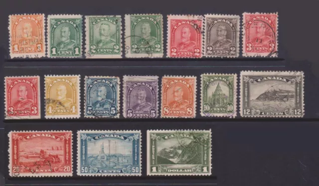 (F208-106) 1929-31 Canada mix of 17stamps KGV & pictorial series 1c to $1 (DF)