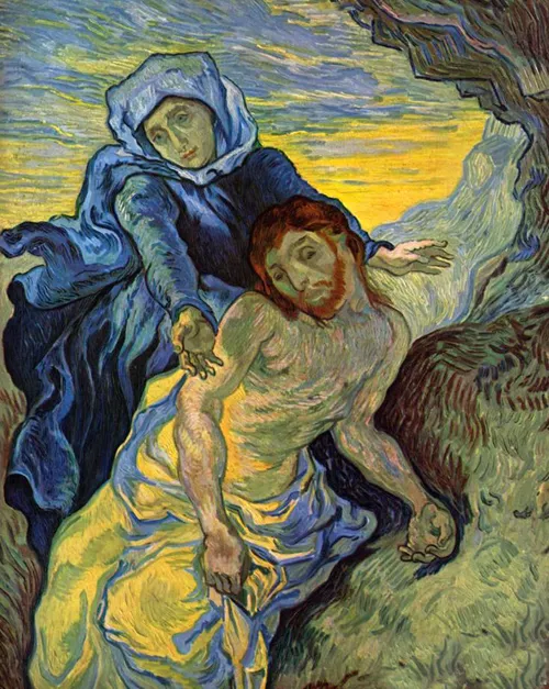 Dream-art Oil painting Vincent Van Gogh -Virgin Mary and Jesus Christ in field