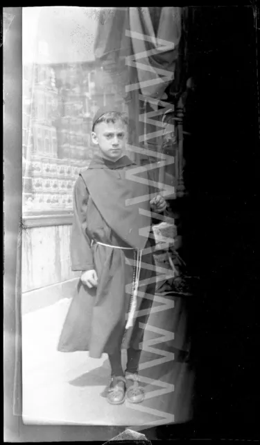 1920s Feast St Anthony Boy Saint Costume Altar Server Manh NYC Photo Negative E3
