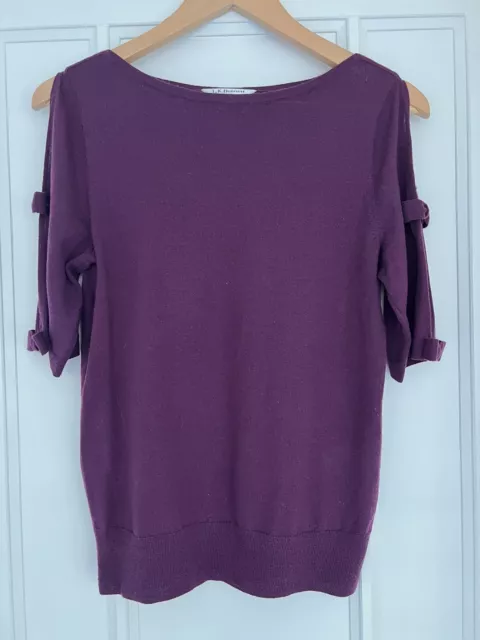 L.K. Bennett - Women's Purple Mauve Short Sleeved Bow Top Blouse T-Shirt Size S