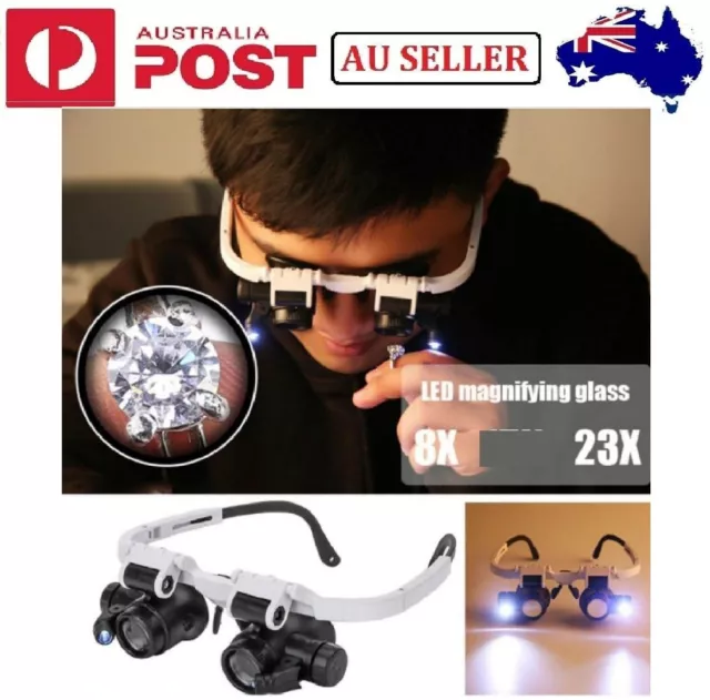 LED Double Eye Watch Phone Repair Magnifier Repairing Newspaper Reading Glasses