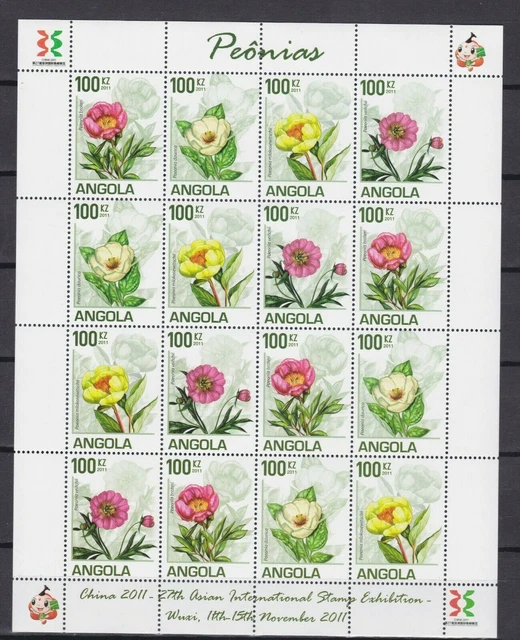 Angola 1853/1856 postfr./mnh Blumen flowers Pfingstrosen 2011 -07662