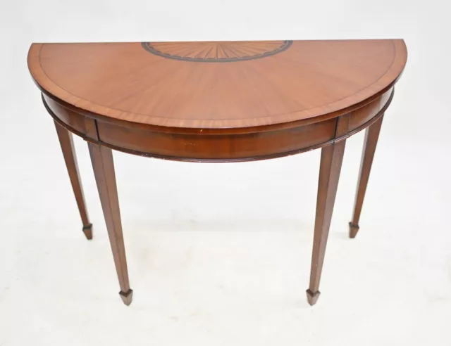 Regency Sheraton Console Table - Mahogany Demi Lune Hall Tables 3