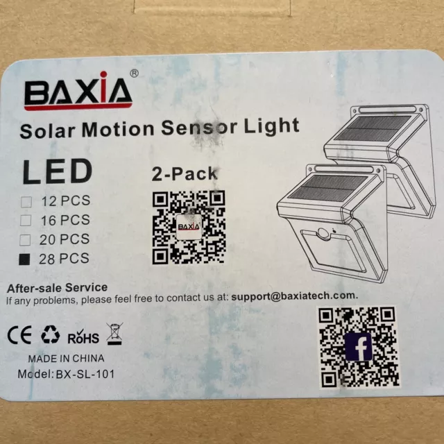 BAXIA TECHNOLOGY Solar Outdoor Lights Wireless Security Motion Sensor 2 Pack