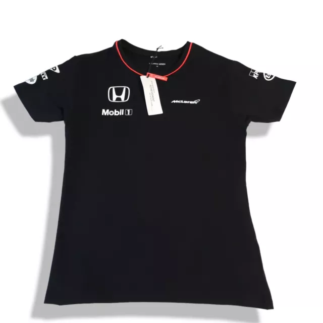 Maglietta ufficiale McLaren Honda donna 2016 set squadra taglia media nera nuove etichette.