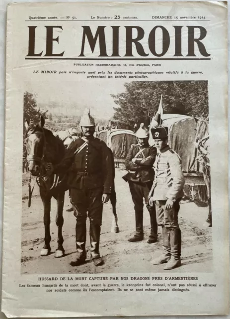 LE MIROIR n° 51 du 15 novembre 1914 Journal de la guerre 1914 / 1918