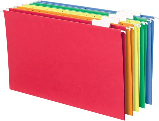 Smead Hanging File Folder with Tab, 1/5-Cut Adjustable Tab, Legal Size, Assorted