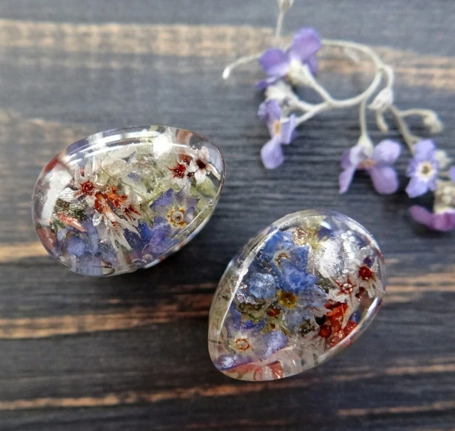 Teardrop plugs and tunnels flower Wedding Forget me not double flare gauges Pair